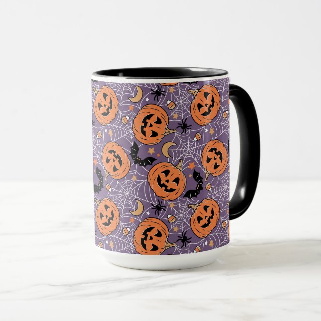 Mug Motif d'Halloween violet Jack-O-lanterne (Devant droit)