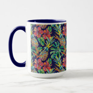 Mug Motif d'hibiscus à ananas tropicaux