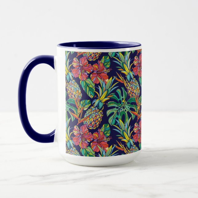Mug Motif d'hibiscus à ananas tropicaux (Gauche)