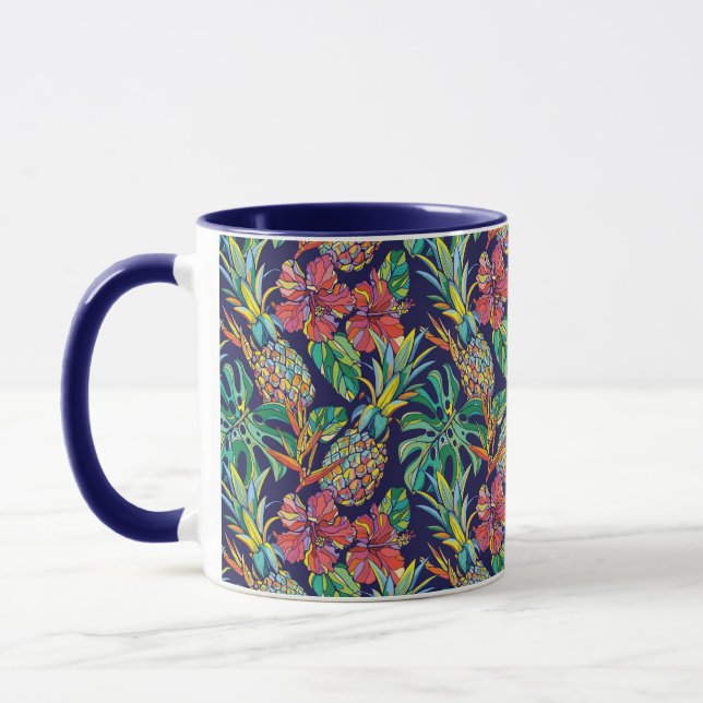 Mug Motif d'hibiscus à ananas tropicaux (Gauche)
