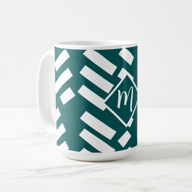 Mug Motif diagonal minimaliste, Monogramme (Devant gauche)