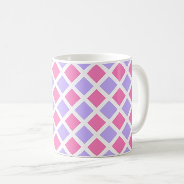 Mug Motif diamant à carreaux rose violet (Devant droit)