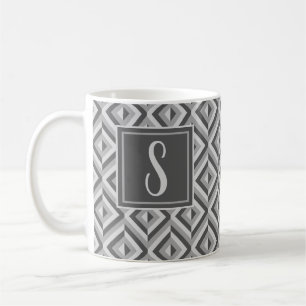 Mug Motif diamant à trois tons gris monogramme