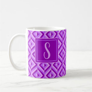 Mug Motif diamant à trois tons violet monogramme