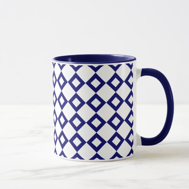 Mug Motif diamant blanc et marine (Droite)