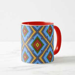 Mug Motif diamant bleu rouge jaune vert 