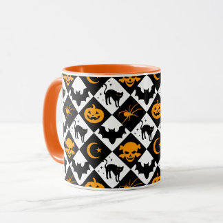 Mug Motif diamant Harlequin noir et blanc