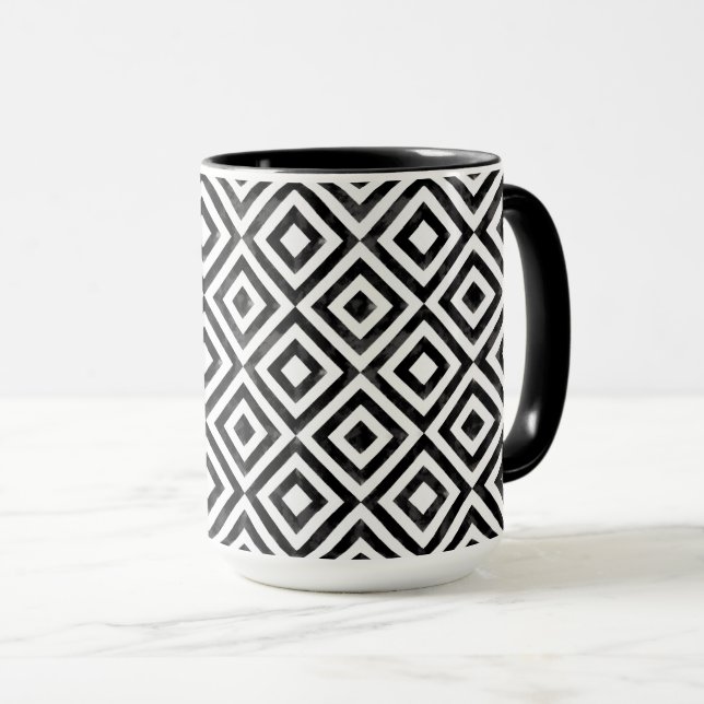 Mug Motif diamant noir et blanc (Devant droit)
