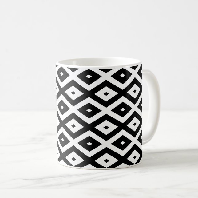 Mug Motif diamant noir et blanc (Devant droit)
