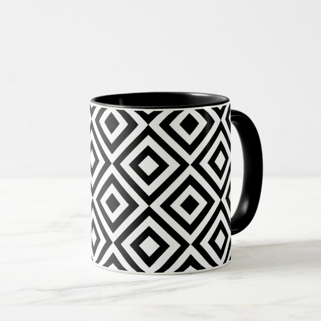 Mug Motif diamant noir et blanc (Devant droit)