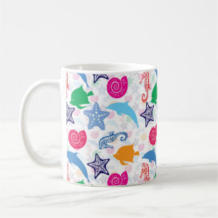 Mug Motif d'illustration d'animaux de mer colorés