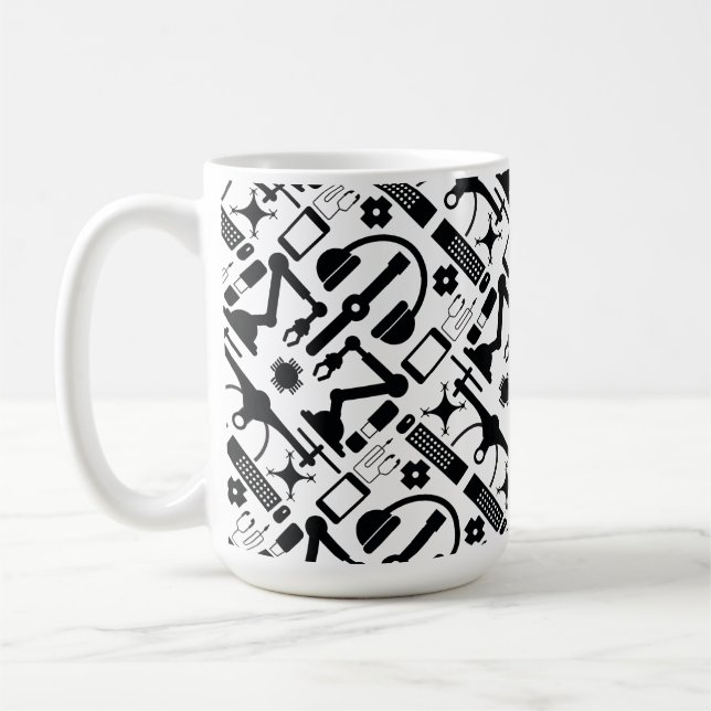 Mug Motif d'objets technologiques noirs et blancs mode (Gauche)