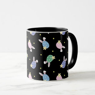 Mug Motif d'oeufs de Pâques noir et pastel