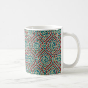 Mug Motif d'oignon ethnique chic en Maroon, Turquoise