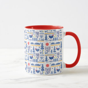 Mug Motif d'oiseau d'hiver d'art populaire
