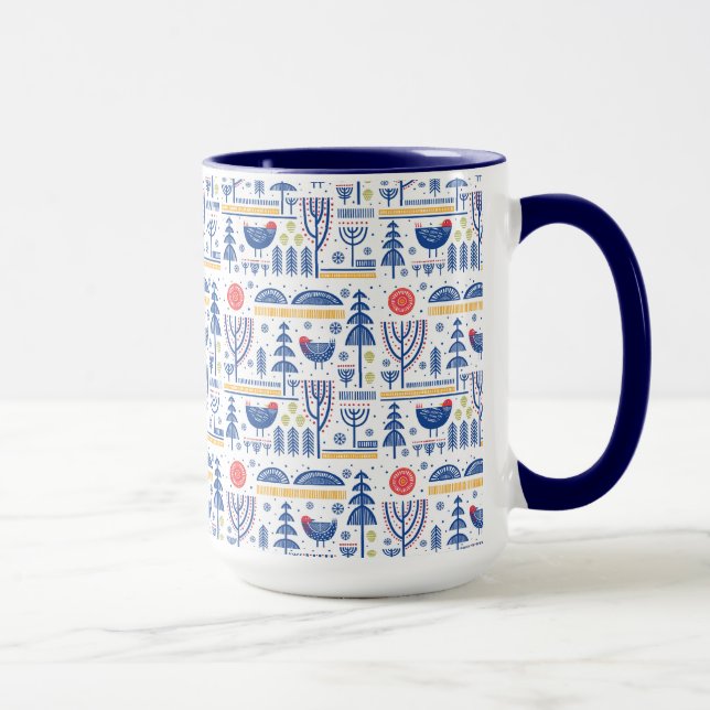 Mug Motif d'oiseau d'hiver d'art populaire (Droite)