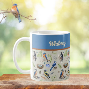 Mug Motif d'oiseau Martin-pêcheur, Geai bleu, Pic Nom