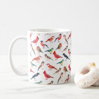 Mug Motif d'oiseau peint en aquarelle.