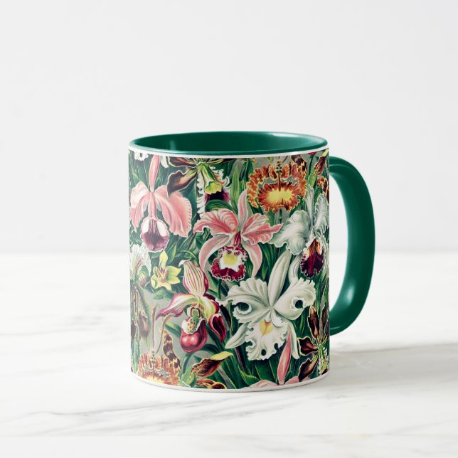 Mug Motif d'orchidée blanche rose jaune (Devant droit)