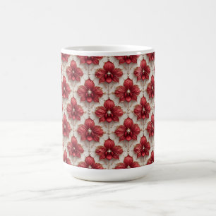 Mug Motif d'orchidée rouge élégant avec perles