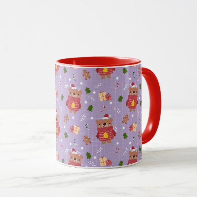 Mug Motif d'ours de Noël mignon | Hiver de vacances co (Devant droit)