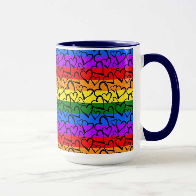 Mug Motif du coeur arc-en-ciel (Droite)