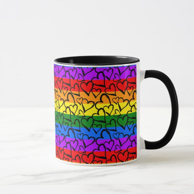 Mug Motif du coeur arc-en-ciel (Droite)