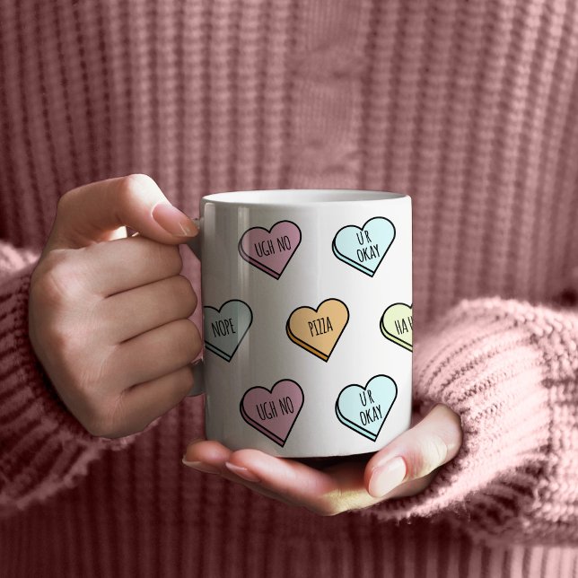 Mug Motif du Coeur de bonbons de Valentine Sarcastique (Sarcastic Valentine’s Candy Heart Pattern Mug)