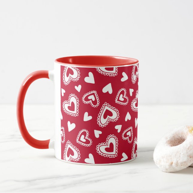 Mug Motif du Coeur Rouge de la Saint Valentin (Avec donut)