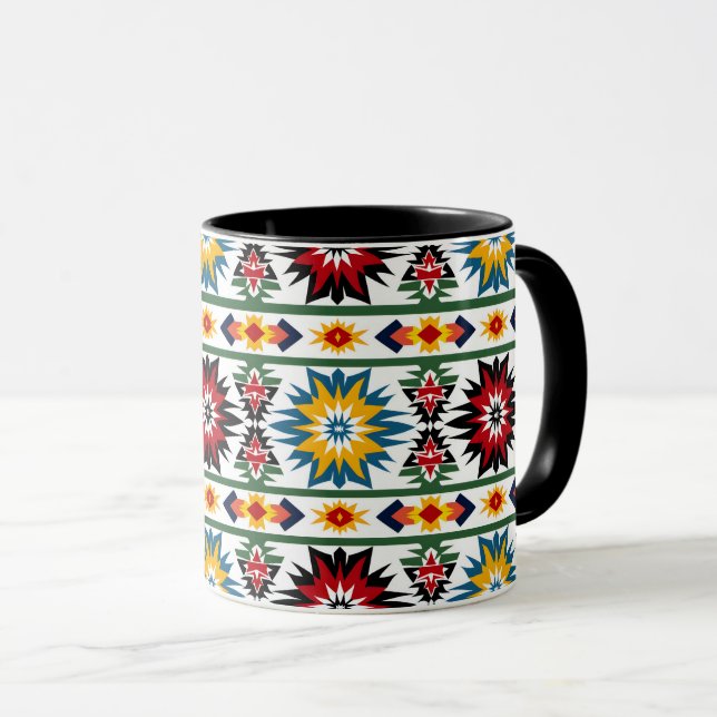 Mug Motif éclaté vibrant de conception amérindienne (Devant droit)