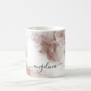 Mug Motif effet marbre rose poudré avec prénom