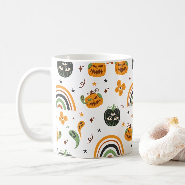 Mug Motif éffrayant Boho Halloween (Avec donut)