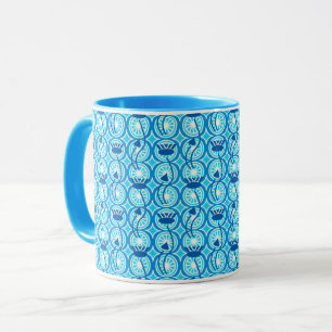 Mug Motif égyptien Lotus, cobalt et turquoise