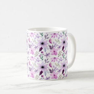 Mug Motif élégant de fleurs roses et violettes