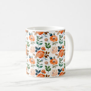 Mug Motif élégant et sans couture de fleurs à l'aquare