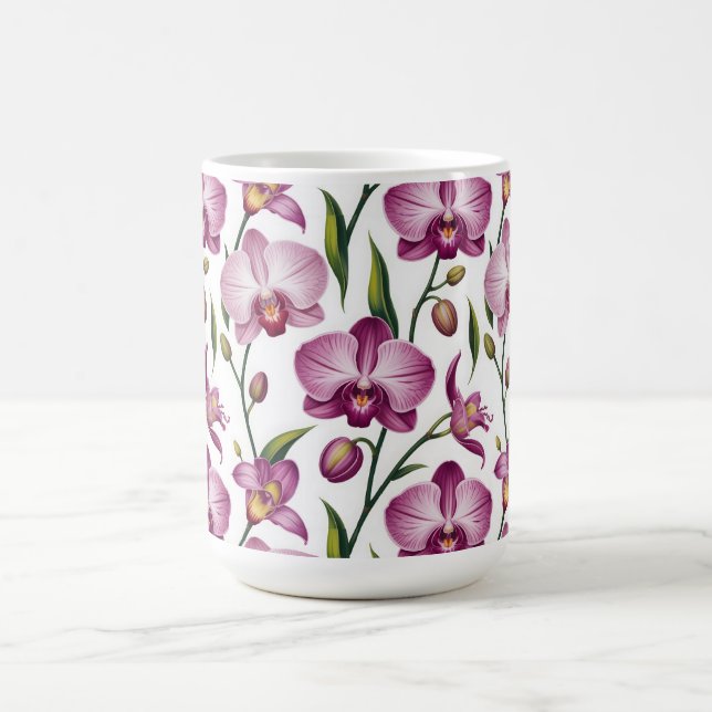 Mug Motif élégant sans couture d'orchidée violette et  (Centre)