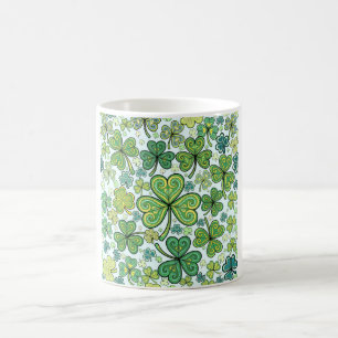 Mug Motif élégant trèfle trèfle bleu et vert Cof
