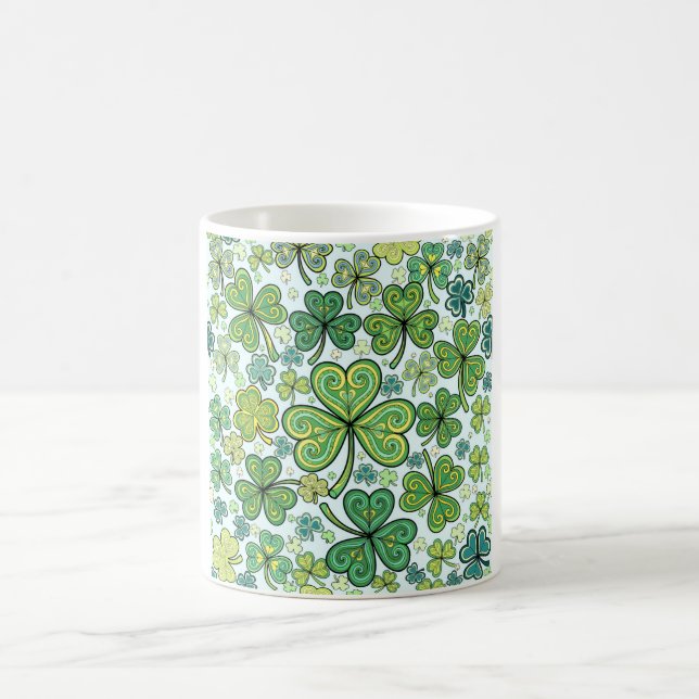 Mug Motif élégant trèfle trèfle bleu et vert Cof (Centre)