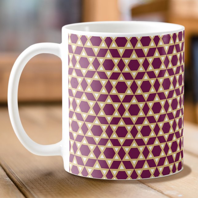 Mug Motif élégant violet, blanc et Gold Star (Créateur téléchargé)