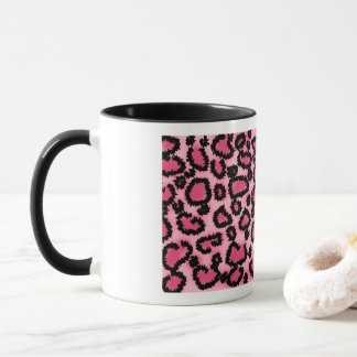 Mug Motif Empreinte de léopard rose et noir.