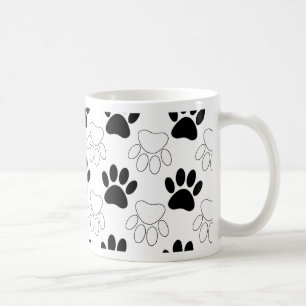 Mug Motif Empreinte de patte de chien noir et blanc