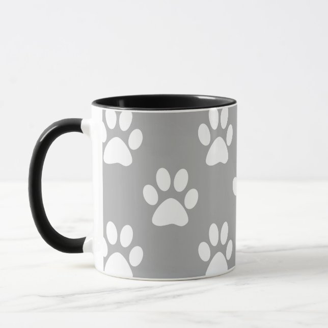 Mug Motif empreinte de patte gris et blanc (Gauche)