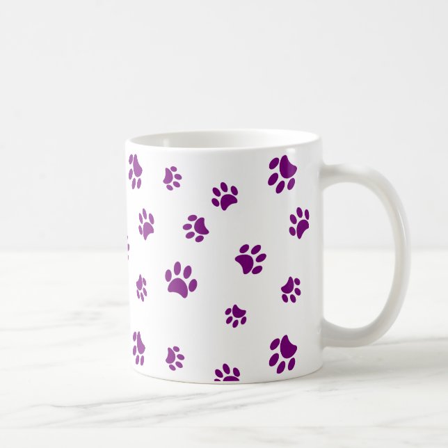 Mug Motif Empreintes de Patte Violettes (Droite)