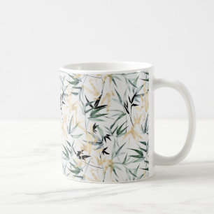 Mug Motif en bambou vert or à l'aquarelle japonaise