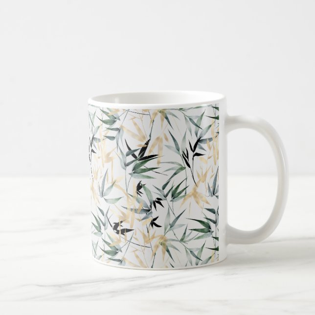 Mug Motif en bambou vert or à l'aquarelle japonaise (Droite)