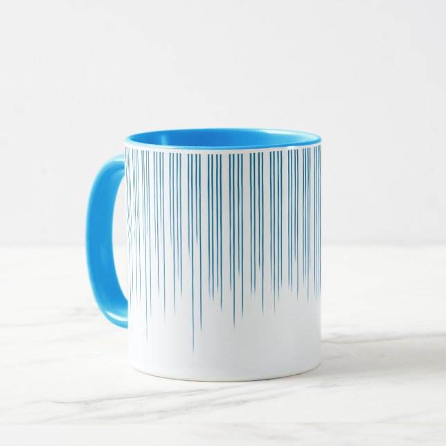 Mug Motif en bande élégant bleu clair (Devant gauche)