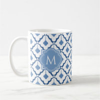 Motif en céramique chinois bleu avec Monogram