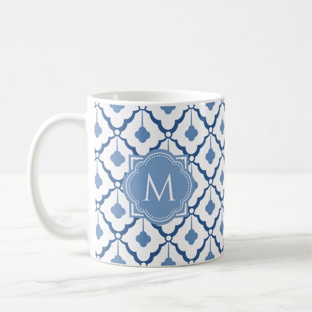 Mug Motif en céramique chinois bleu avec Monogram (Gauche)