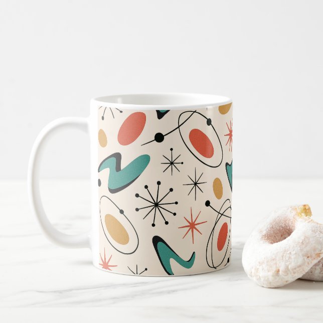 Mug Motif en étoile éclatée de style Mid Century Moder (Avec donut)