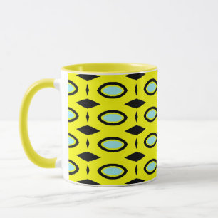 Mug Motif en Jaune, Bleu et Noir